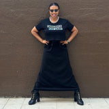 Alexandria Boddie wearing black crop top that says “Freelance Cat Lady” in size large from The Iris Collection by Alexandria Boddie and Liz Tran.