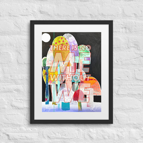colorful abstract mushroom print in a black frame by Liz Tran and Alexandria Boddie
